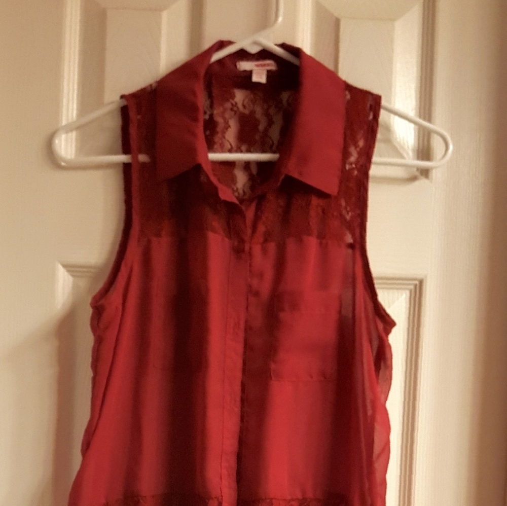 ⚘BONGO Burgundy sheer top